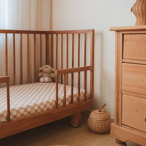Organic Nursery Linen - Caramel Check