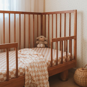 Organic Nursery Linen - Caramel Check