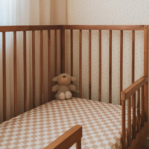 Organic Nursery Linen - Caramel Check