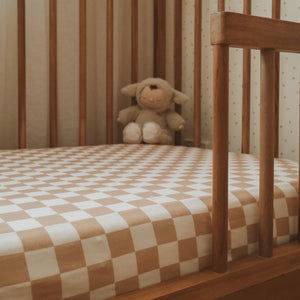 Organic Nursery Linen - Caramel Check
