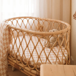 Organic Nursery Linen - Caramel Check