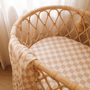 Organic Nursery Linen - Caramel Check