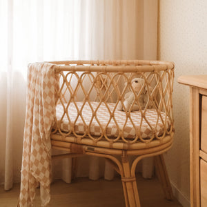 Organic Nursery Linen - Caramel Check