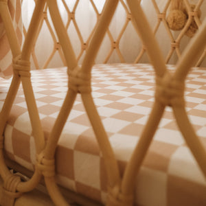 Organic Nursery Linen - Caramel Check