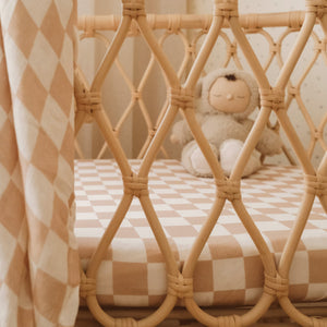 Organic Nursery Linen - Caramel Check