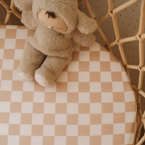 Organic Nursery Linen - Caramel Check