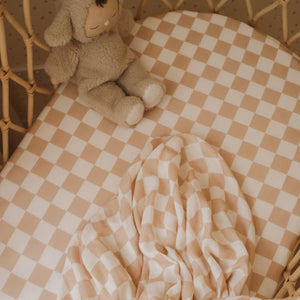 Organic Nursery Linen - Caramel Check