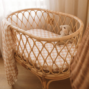 Organic Nursery Linen - Caramel Check