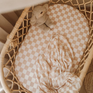 Organic Nursery Linen - Caramel Check