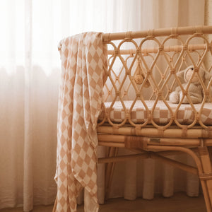 Organic Nursery Linen - Caramel Check