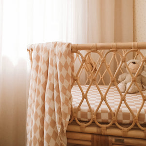 Organic Nursery Linen - Caramel Check
