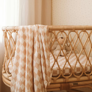 Organic Nursery Linen - Caramel Check