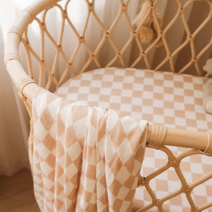 Organic Nursery Linen - Caramel Check