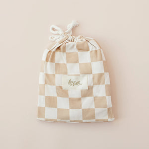 Organic Nursery Linen - Caramel Check