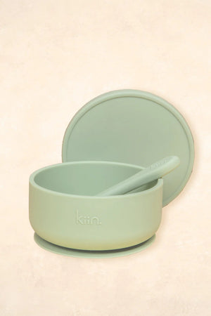 Silicone Suction Bowl with Lid + Spoon Set
