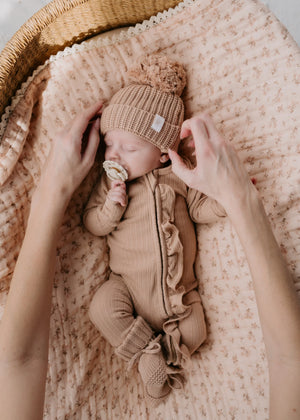 Gauze Lace Blanket - Paisley Coffee