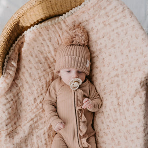 Gauze Lace Blanket - Paisley Coffee