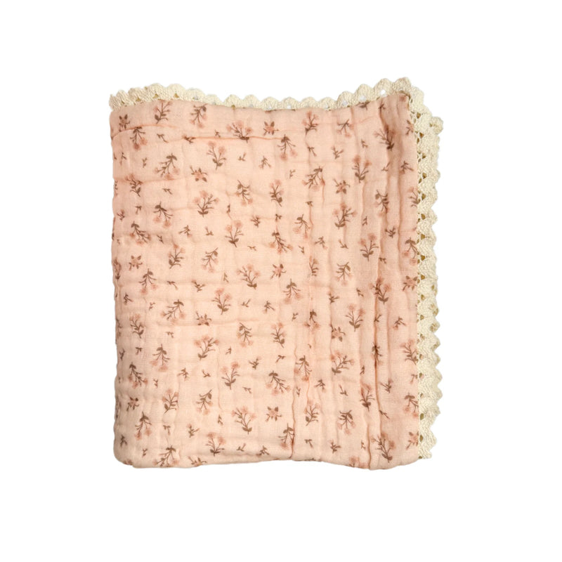 Gauze Lace Blanket - Paisley Coffee