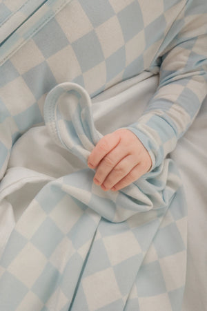 Jersey Swaddle & Beanie Set - Blue Checker