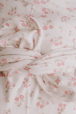 Jersey Swaddle & Topknot Set - Paisley Peony