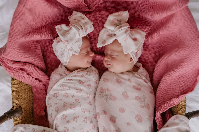 Jersey Swaddle & Topknot Set - Paisley Peony