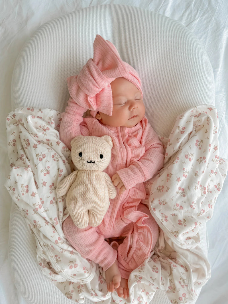 Jersey Swaddle & Topknot Set - Paisley Peony