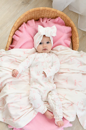 Jersey Swaddle & Topknot Set - Pink Bows