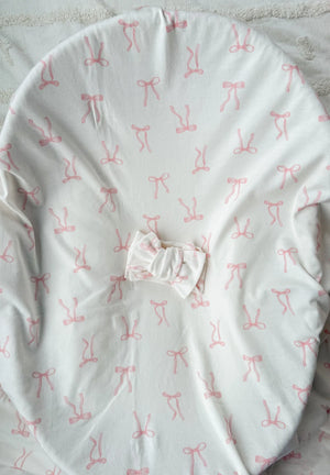Jersey Swaddle & Topknot Set - Pink Bows