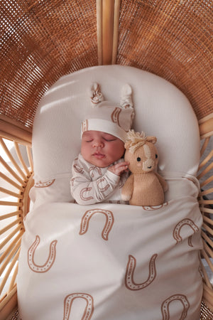 Jersey Swaddle & Beanie Set - Western Horse Shoe