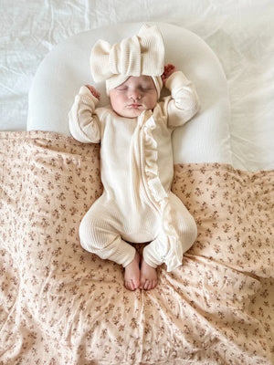 Muslin Swaddle & Bow Set - Paisley Coffee