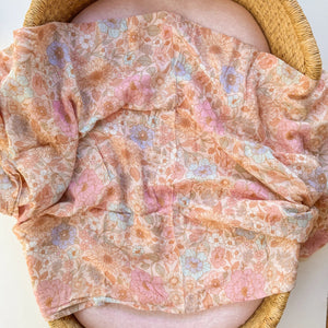 Muslin Swaddle & Bow Set - Pastel Bloom