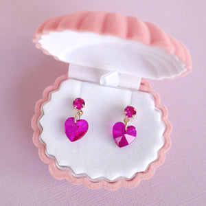 Earrings - Jewel Heart - Bright Pink