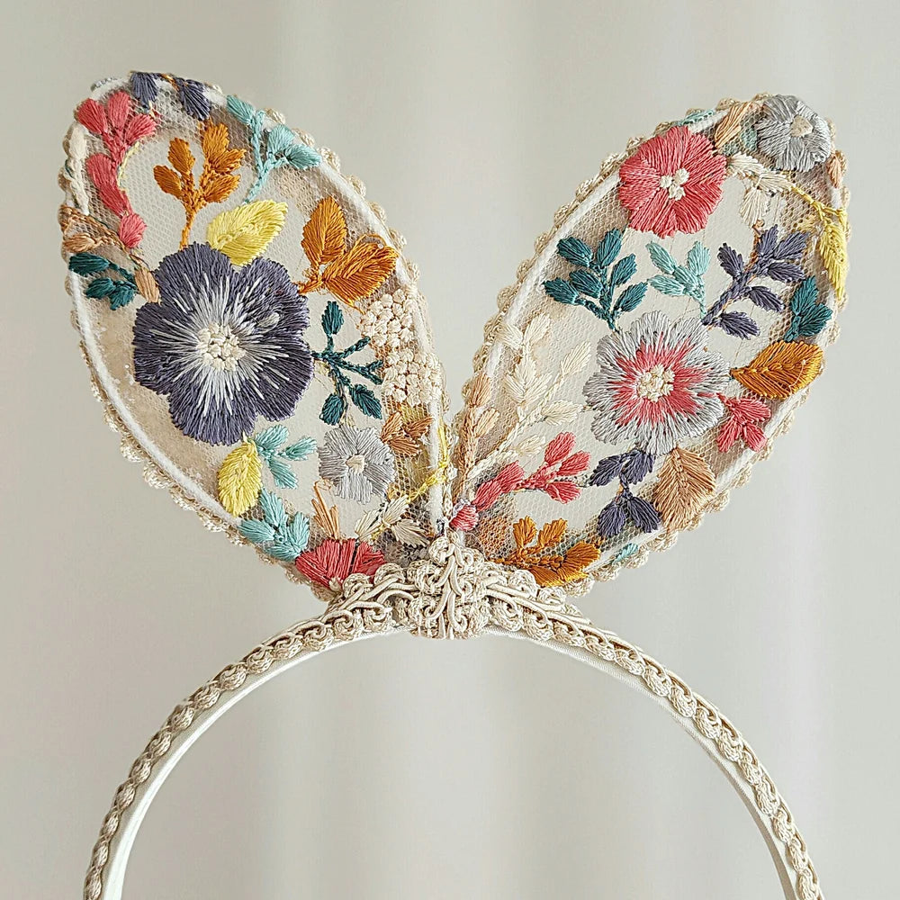 Bunny Headband - Pastel Embroidery