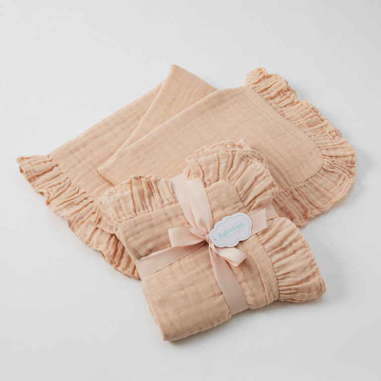 Frill Muslin Blanket - Pink Clay
