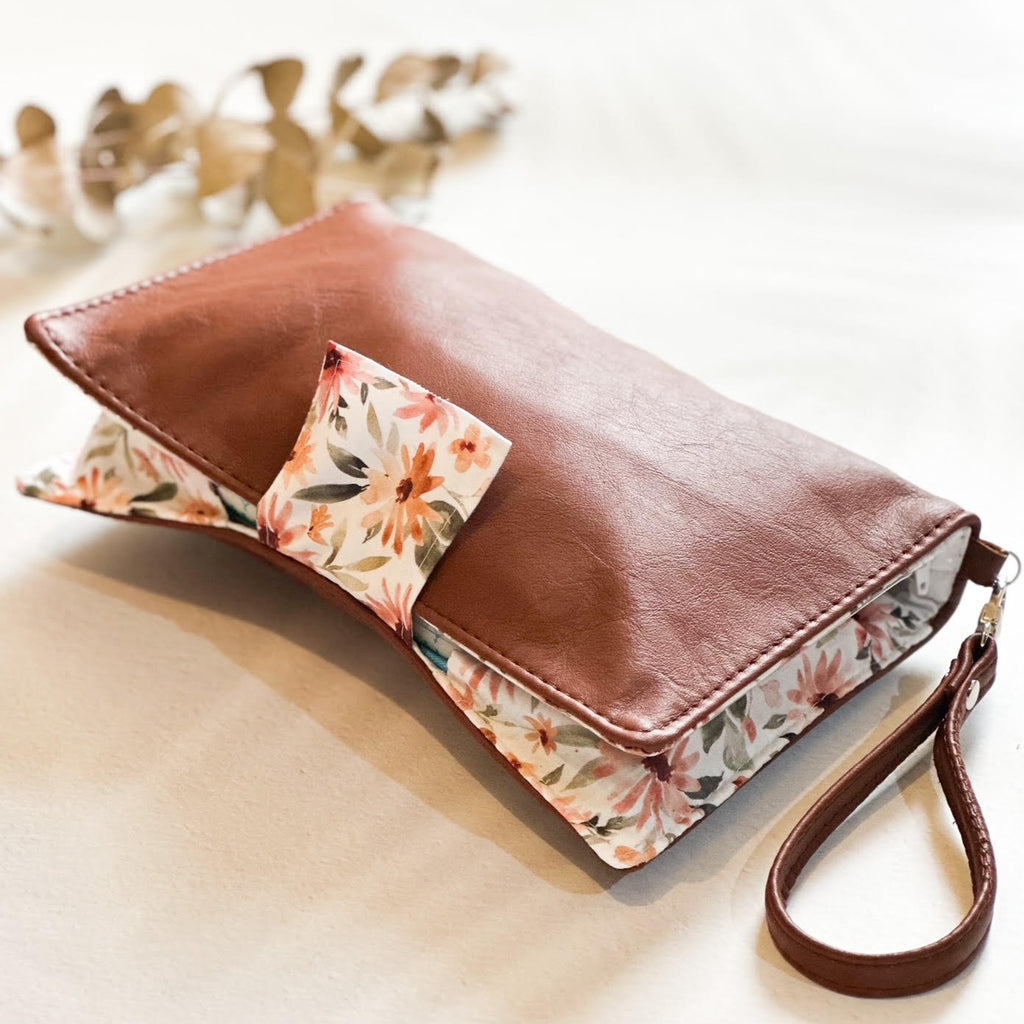 Deluxe Leather Nappy Wallet - Autumn Blooms