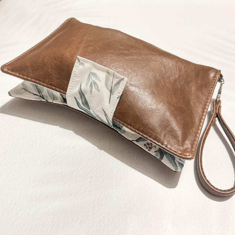 Deluxe Leather Nappy Wallet - Eucalypt