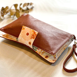 Deluxe Leather Nappy Wallet - Peach Florals