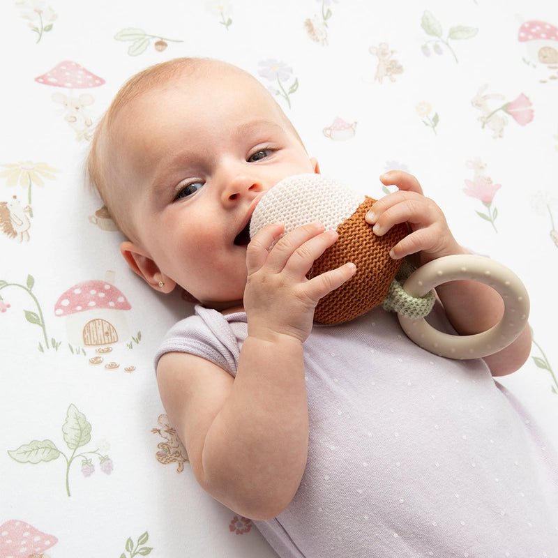 Acorn Teething Ring Rattle - Whimsical Wonderland