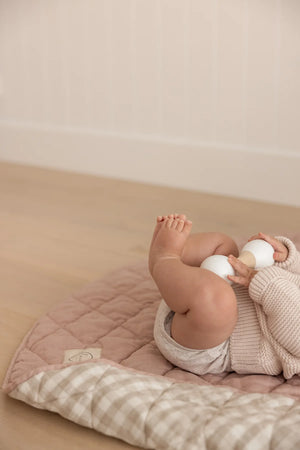 French Linen Playmat - Dusty Rose & Gingham