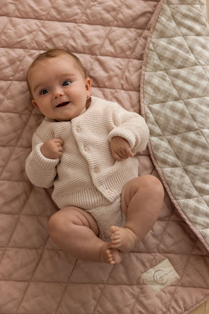 French Linen Playmat - Dusty Rose & Gingham