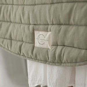 French Linen Playmat - Soft Sage & Pinstripe