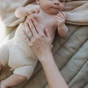 French Linen Playmat - Soft Sage & Pinstripe