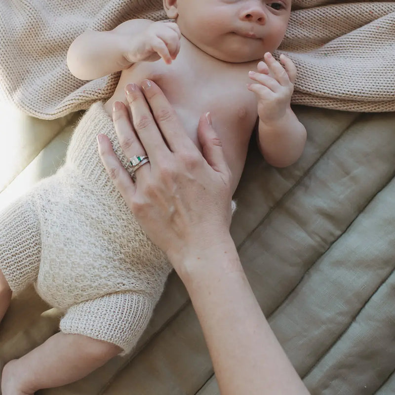 French Linen Playmat - Soft Sage & Pinstripe