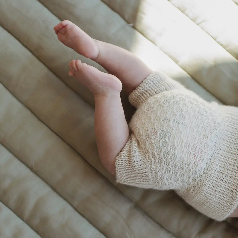 French Linen Playmat - Soft Sage & Pinstripe