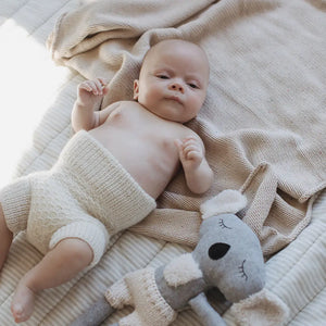 French Linen Playmat - Soft Sage & Pinstripe