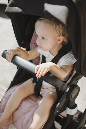 French Linen Pram Liner - Dusty Rose & Gingham