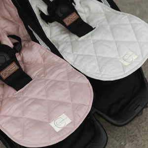 French Linen Pram Liner - Dusty Rose & Gingham