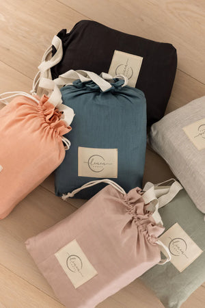 French Linen Pram Liner - Dusty Rose & Gingham