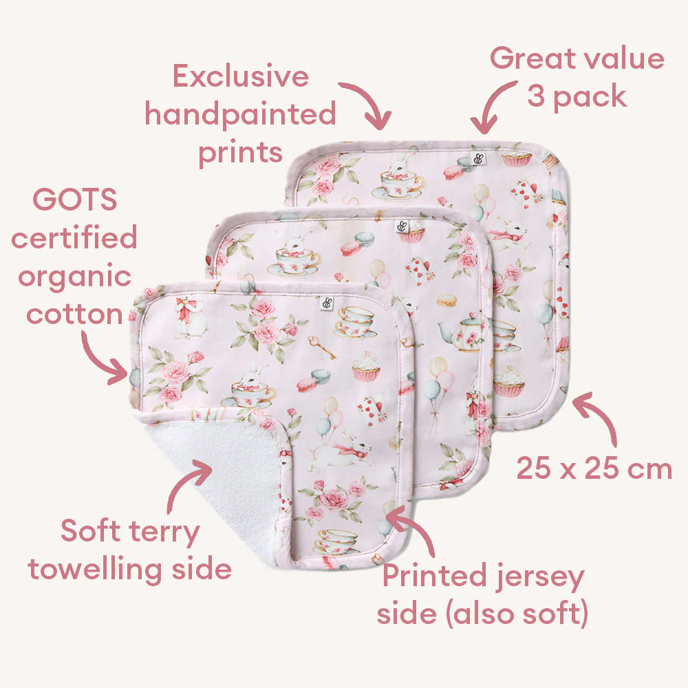 Organic Wash Cloths - 3 pack - Alice's Tea Party