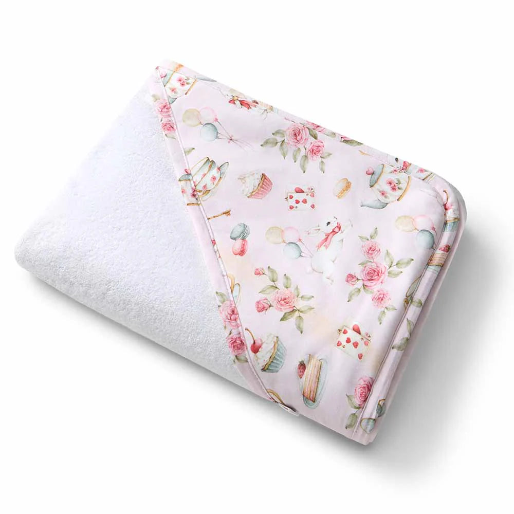 Organic Hooded Baby Towel - Alice's Tea Party